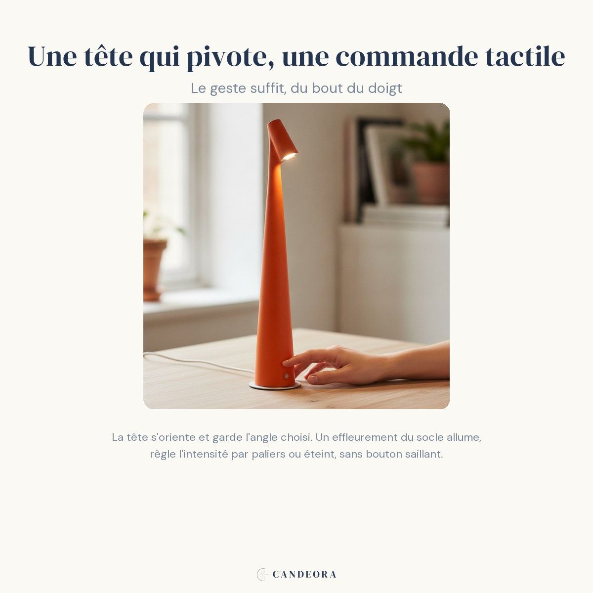 Infographie Ambra : tête orientable et commande tactile
