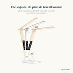Les deux articulations de la lampe Aube Candeora : 90° à la base et 180° au coude