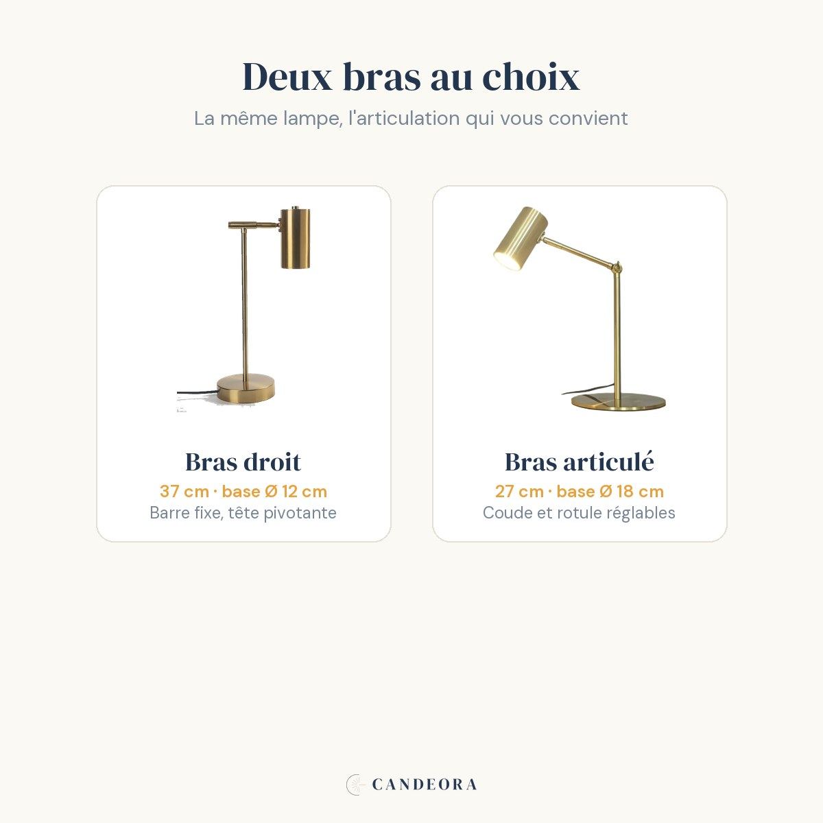 Auria en deux bras au choix : droit 37 cm ou articulé 27 cm