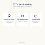 Auria prête dès le carton : ampoule LED incluse, molette, montage simple