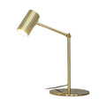 Lampe de bureau design Auria à bras articulé en laiton doré sur fond blanc