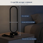 Lampe de bureau design Opale en situation, encombrement réel : 33 cm de haut, anneau de 9,5 cm de large, socle de 9,8 cm de diamètre