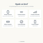 Infographie Opale : six atouts, anneau ovale, teintes, intensité, boîtier, montage, format