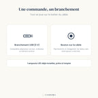 Infographie Stellaria : branchement USB 5V et bouton de commande sur le câble