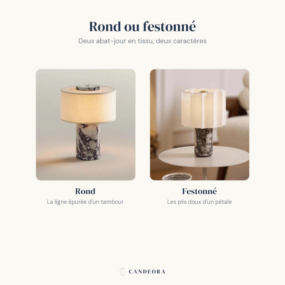 Vesta avec abat-jour rond ou festonné en tissu