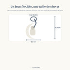 Infographie Astro Candeora : schéma coté du bras flexible et des dimensions, 25,5 x 12,5 cm