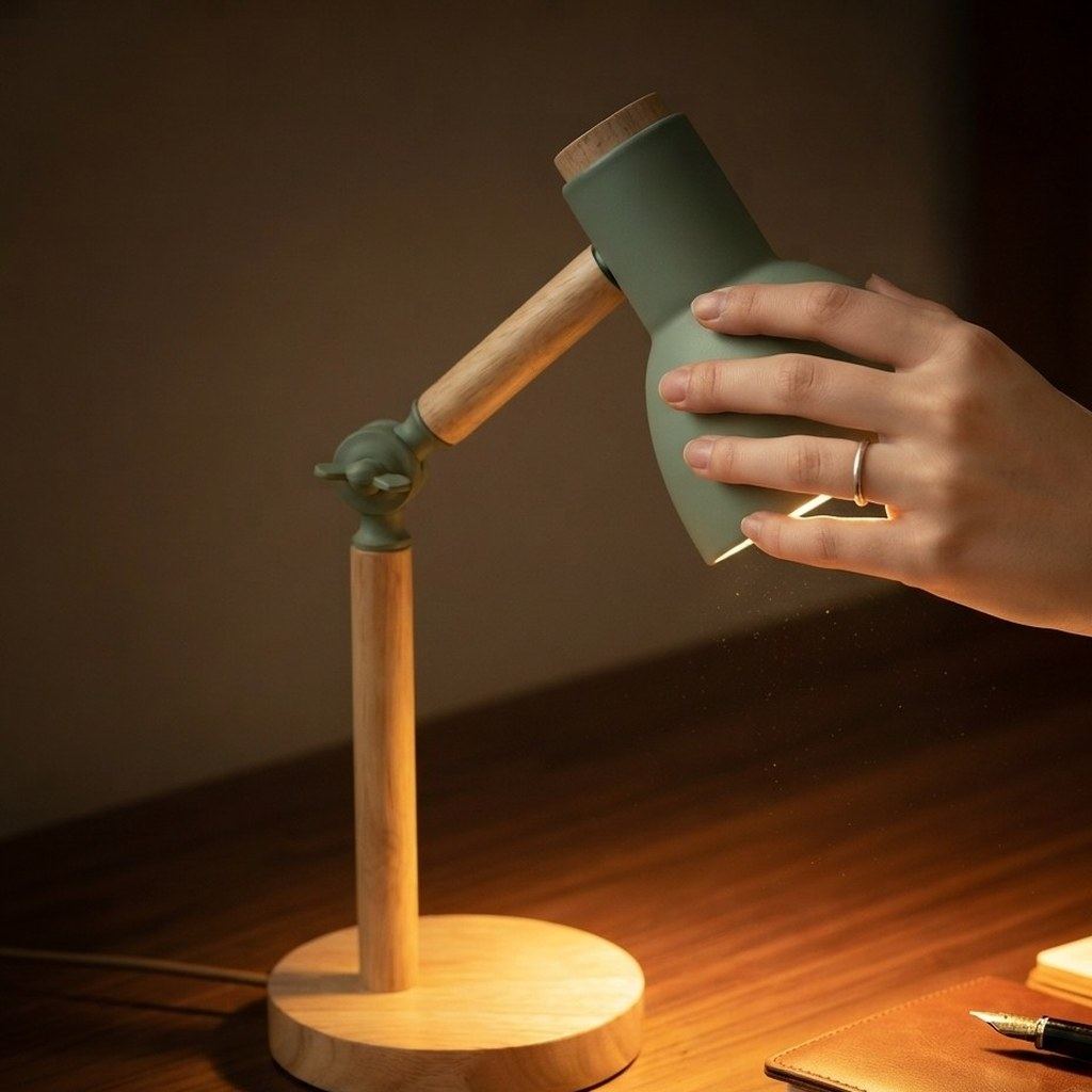 Main inclinant la tête de la lampe Boréal pour diriger la lumière — Candeora