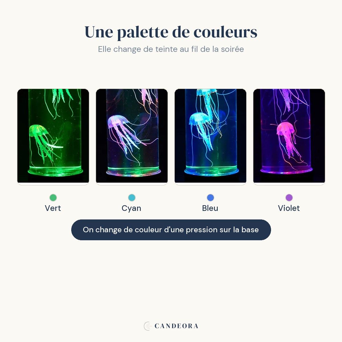 Veilleuse méduse Lagon disponible en plusieurs couleurs : vert, cyan, bleu, violet