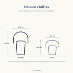 Infographie des dimensions de la veilleuse en bois Pilou, Grande et Petite