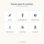 Veilleuse Piou : sans fil, rechargeable USB, 3 teintes, tactile, lumière douce, à suspendre — Candeora