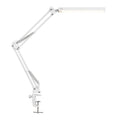 Lampe de bureau LED à pince Méridien coloris blanc, bras articulé, sur fond blanc