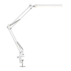 Lampe de bureau LED à pince Méridien coloris blanc, bras articulé, sur fond blanc