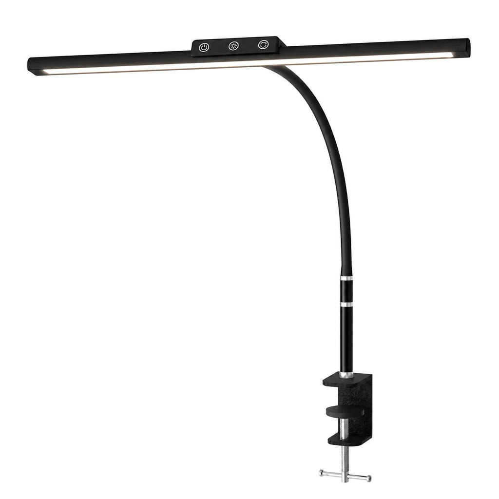 Lampe de bureau LED à pince Orion 1 tête tactile, sur fond blanc