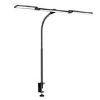 Lampe de bureau LED à pince Orion 3 têtes, col flexible, sur fond blanc