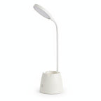 Lampe de bureau LED flexible Andromède blanche sur fond blanc