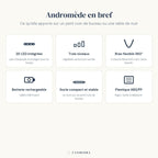Infographie : Andromède en bref, six atouts de la lampe de bureau LED flexible