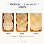 Lampe de bureau LED Halo : trois formes au choix, Vague, Spirale et Lanterne, socle en bois massif — Candeora