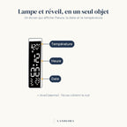 Écran de la lampe Aube : heure, date et température