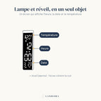 Écran de la lampe Aube : heure, date et température
