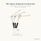 Les deux articulations de la lampe Aube Candeora : 90° à la base et 180° au coude