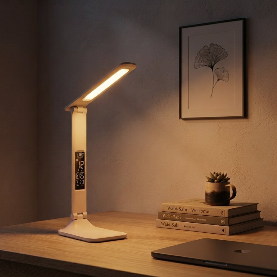 Lampe de bureau LED Aube en lumière chaude, ambiance du soir