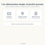 Véga : alimentation USB, ordinateur, chargeur existant ou batterie externe