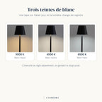 Les trois teintes de blanc de la lampe Alizé Candeora : 3000 K, 4500 K et 6500 K
