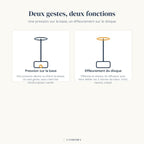 Infographie de la commande tactile de la lampe de bureau sans fil Bora