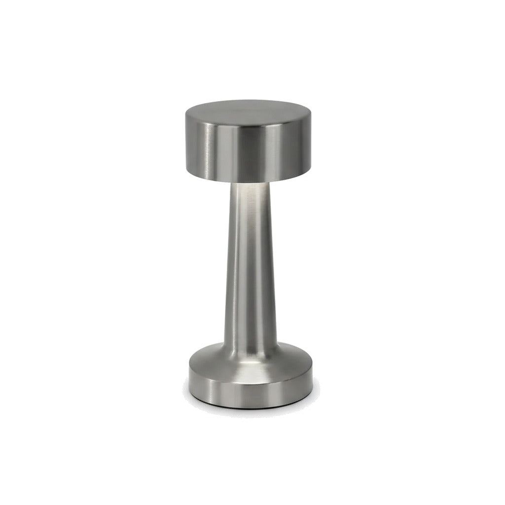 Lampe de bureau sans fil Bora, packshot fond blanc, finition argent
