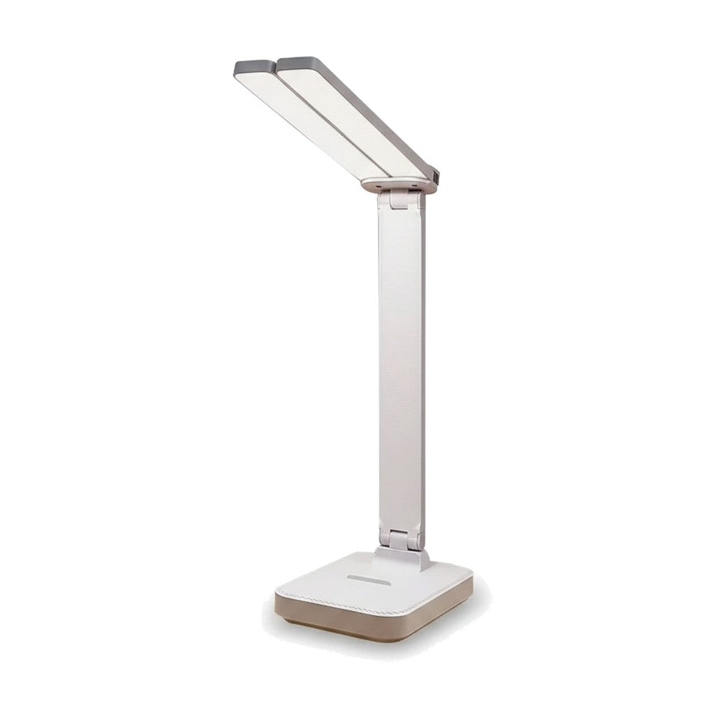 Lampe de bureau sans fil Suroît, blanche, batterie rechargeable, sur fond blanc - Candeora