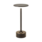 Lampe de bureau sans fil Zéphyr, finition noire - colonne en métal et disque lumineux, sur fond blanc.