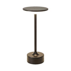 Lampe de bureau sans fil Zéphyr, finition noire - colonne en métal et disque lumineux, sur fond blanc.